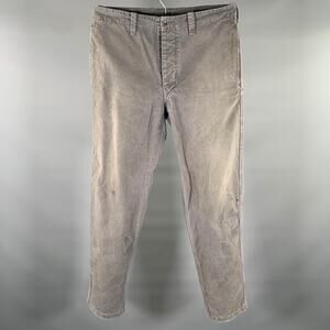 VISVIM Size L Grey Distressed Cotton Button Fly Casual Pants